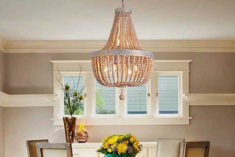 Beach House Elegance: Whitewashed Wood Chandelier