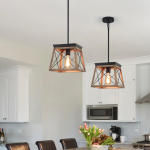 Rustic Cage Pendant Light: Perfect for Kitchen Island