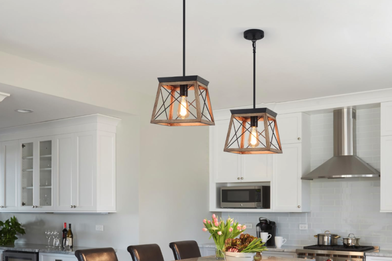 Rustic Cage Pendant Light: Perfect for Kitchen Island