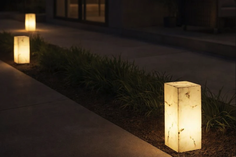 Illuminate Your Entryway with Solar-Powered Marble Bench Lamp